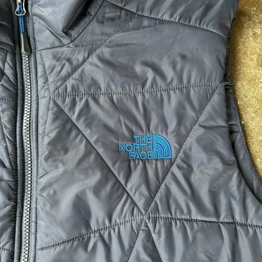 The North Face Puffer Vest Mens XL Gray Geometric Quilted Full Zip GorpCore